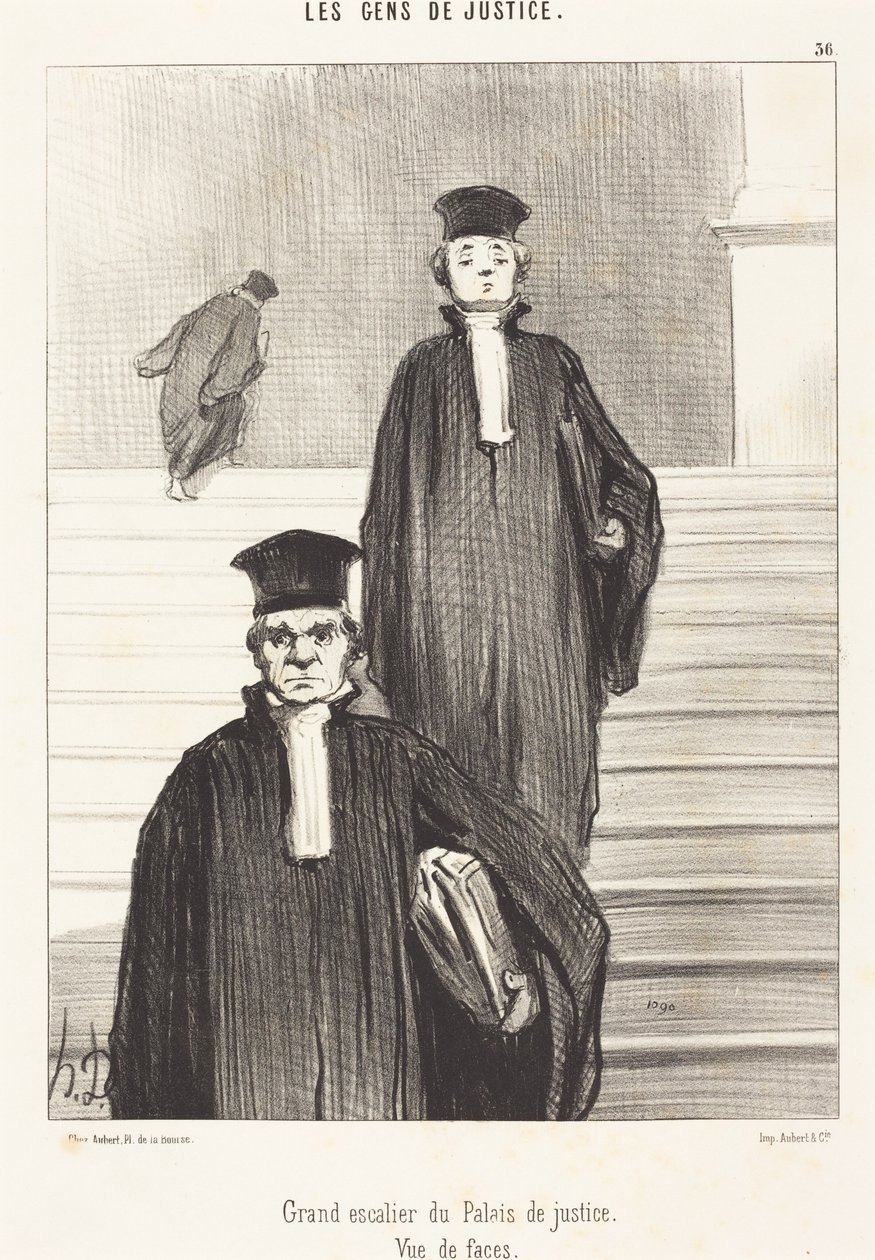 Stor trapp i Justispalasset. Sett forfra av Honoré Daumier