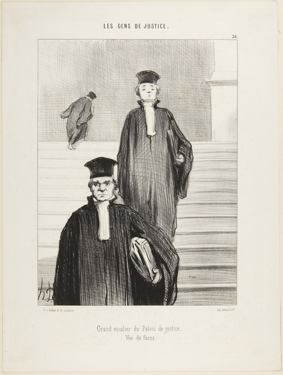 Den store trappen i Justispalasset, sett forfra, nummer 36 fra serien Rettens folk av Honoré Daumier