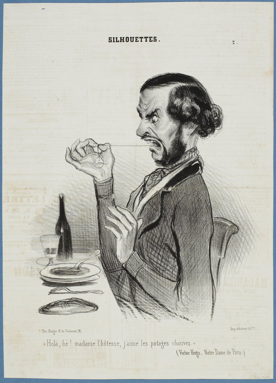 Vent! Servitør, jeg foretrekker grønnsakene glattbarberte. av Honoré Daumier