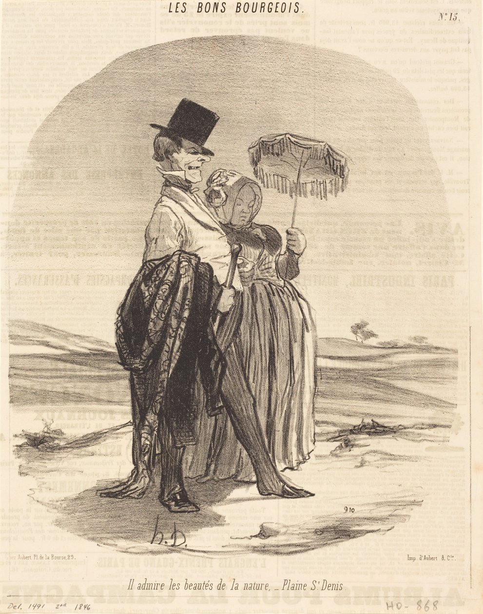 Han beundrer naturens skjønnheter - Sletten ved Saint-Denis av Honoré Daumier