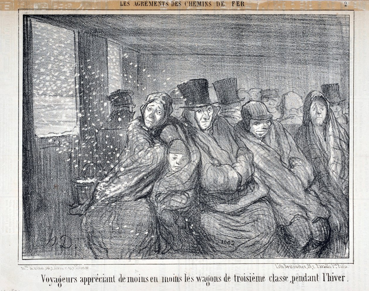 Illustrasjon for serien "Les Agrements des Chemin de fer" av Honoré Daumier