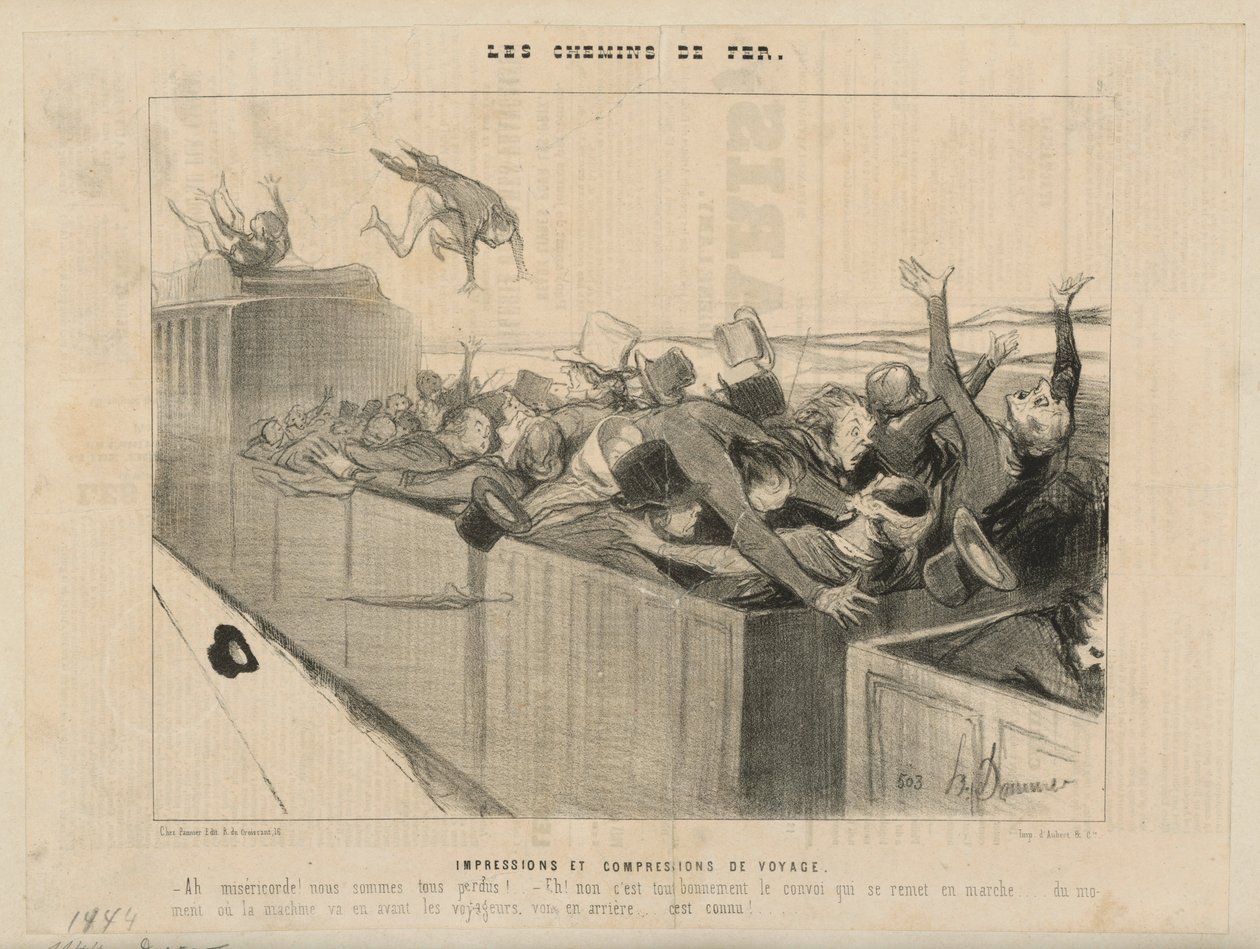 Reiseinntrykk og kompresjoner. Fra: «Jernbanene» av Honoré Daumier