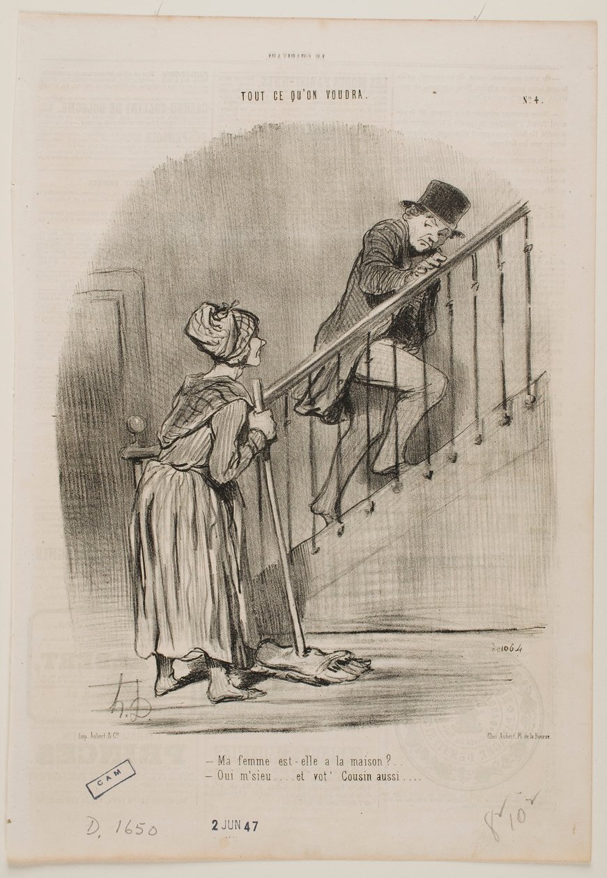 Er kona mi hjemme? av Honoré Daumier