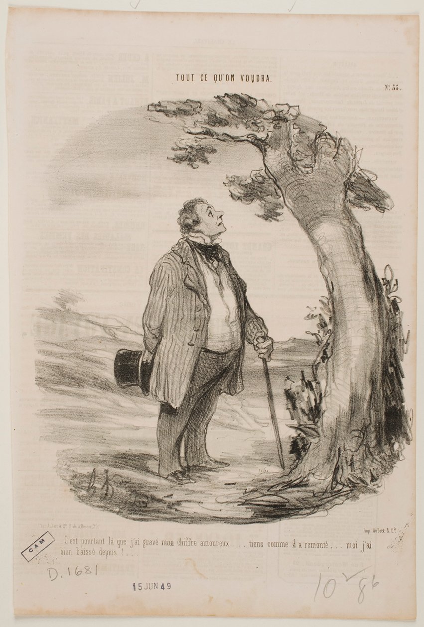 Det er her jeg graverte inn initialene til min elskede... av Honoré Daumier