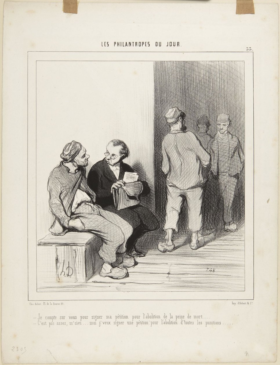 Jeg regner med at De underskriver..., nummer 33 fra serien Dagens filantroper av Honoré Daumier