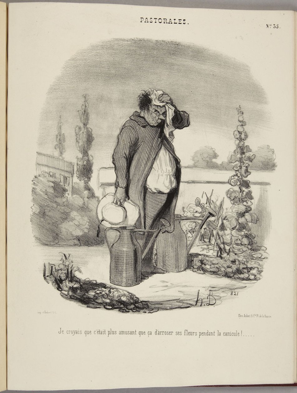 Jeg trodde det var morsommere å vanne blomstene sine under hetebølgen!... av Honoré Daumier