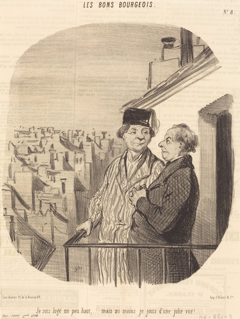 Jeg bor litt høyt oppe... men... jeg nyter en pen utsikt! av Honoré Daumier