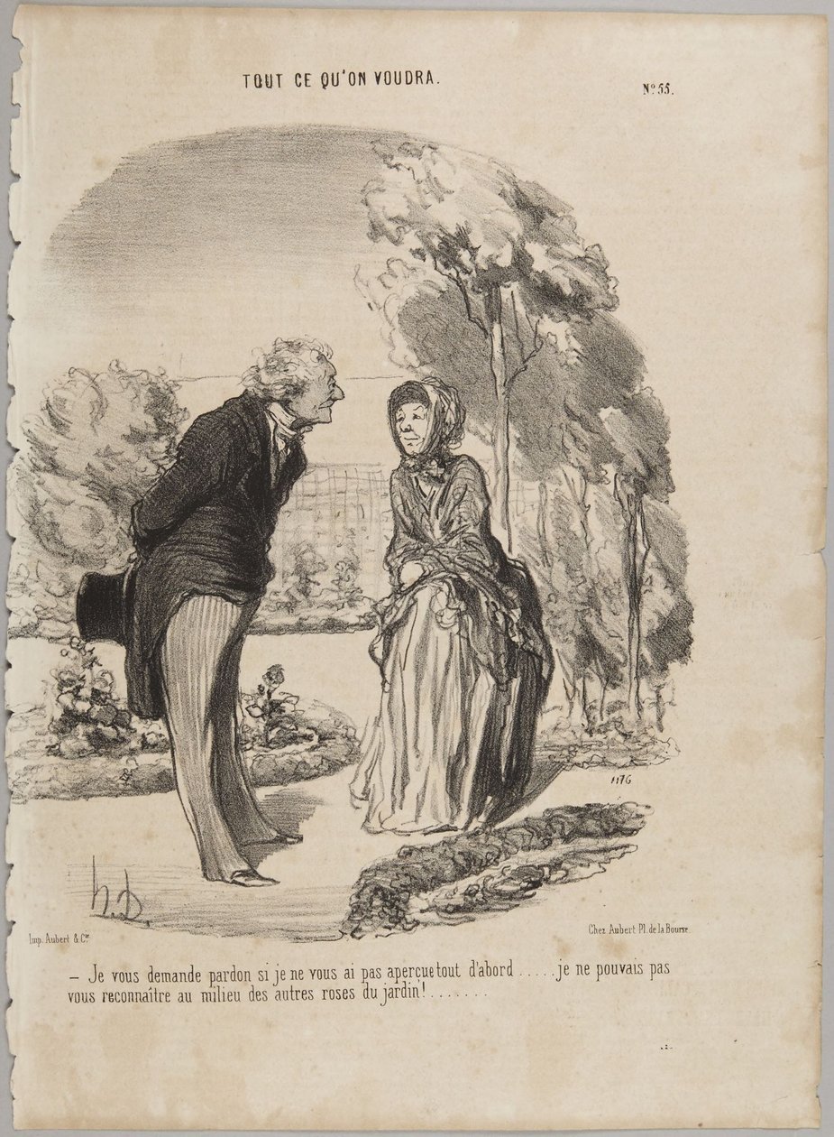Jeg ber Dem om unnskyldning hvis jeg ikke la merke til Dem med det samme..., nummer 55 fra serien "Alt man måtte ønske" fra Le Charivari av Honoré Daumier