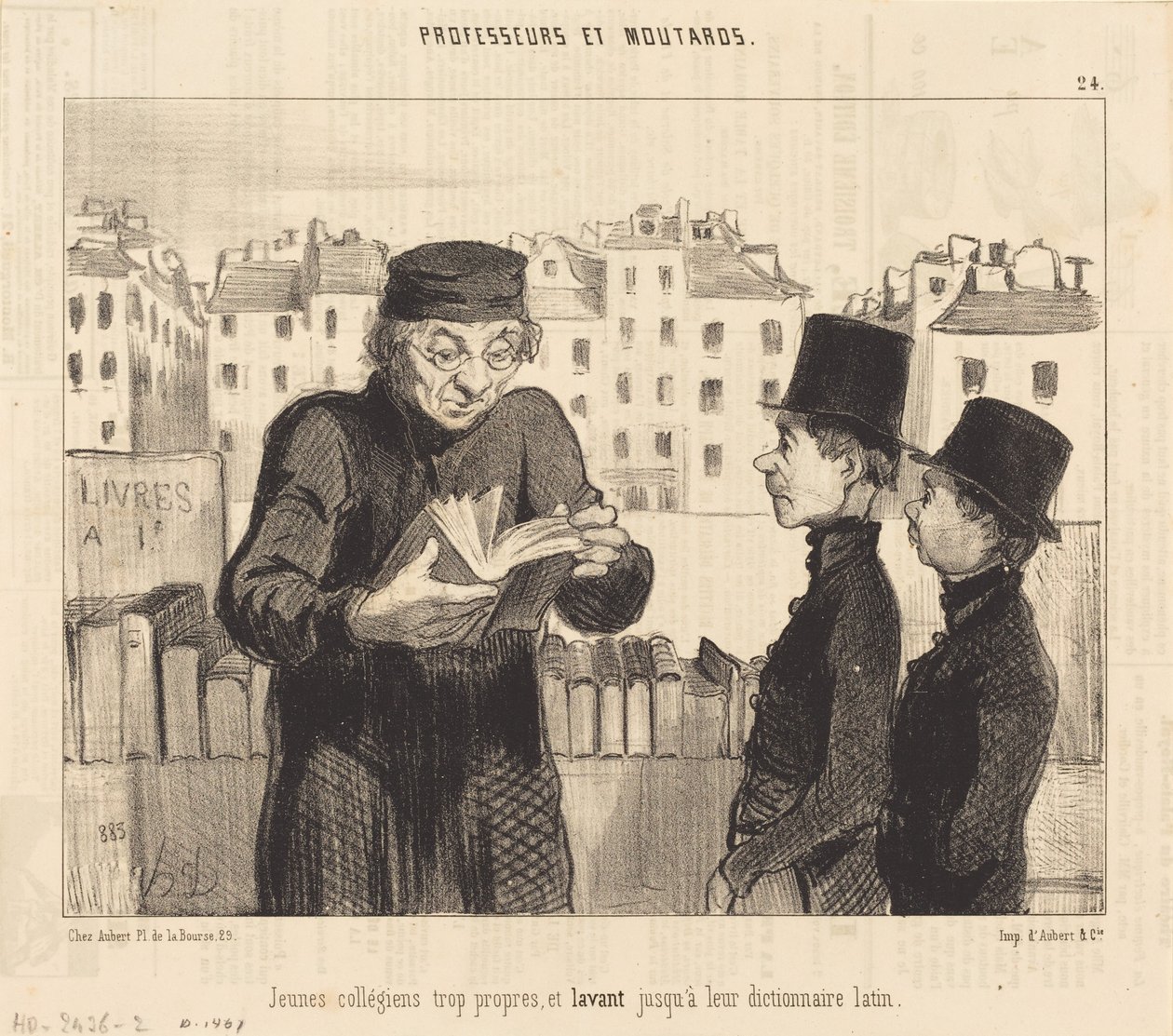 Unge studenter... vasker opp sin latinske ordbok av Honoré Daumier