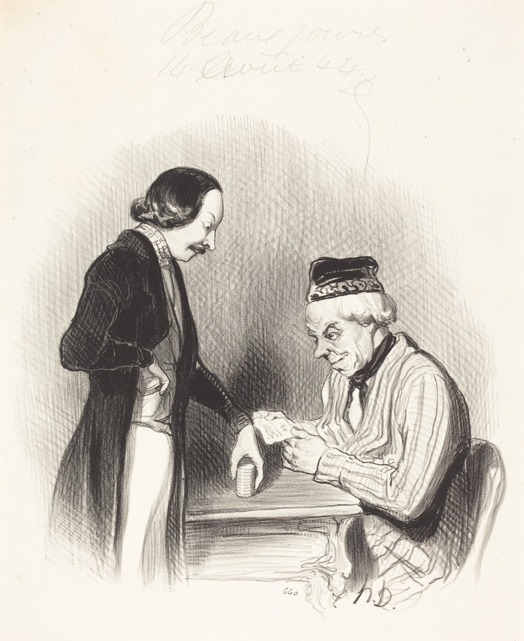 Diskontering av en veksel av Honoré Daumier