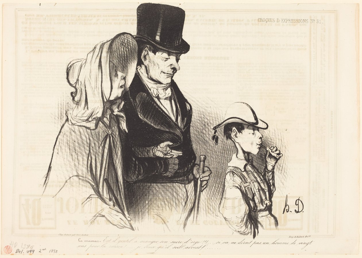 Moren - Er han ikke snill som spiser byggsukkeret sitt!... av Honoré Daumier