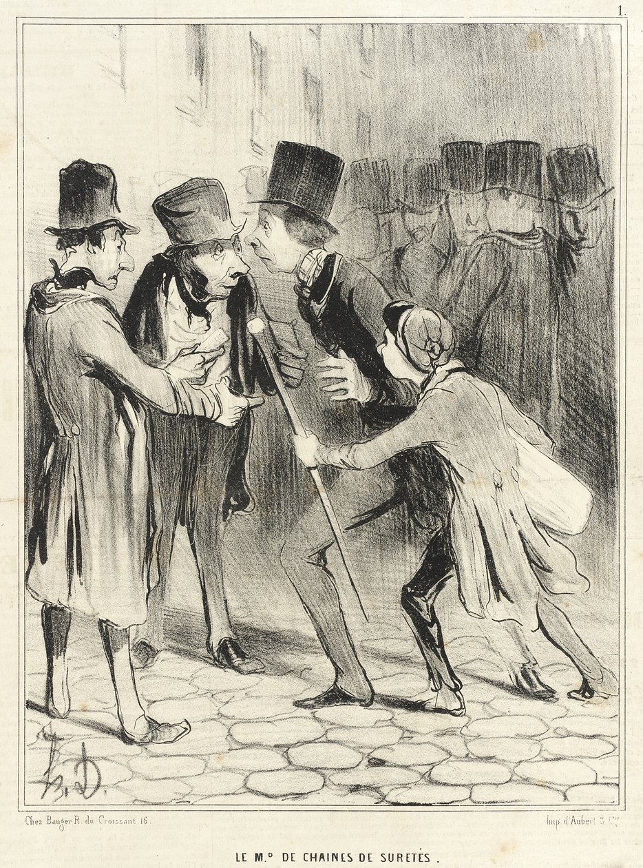 Selgeren av sikkerhetskjeder av Honoré Daumier