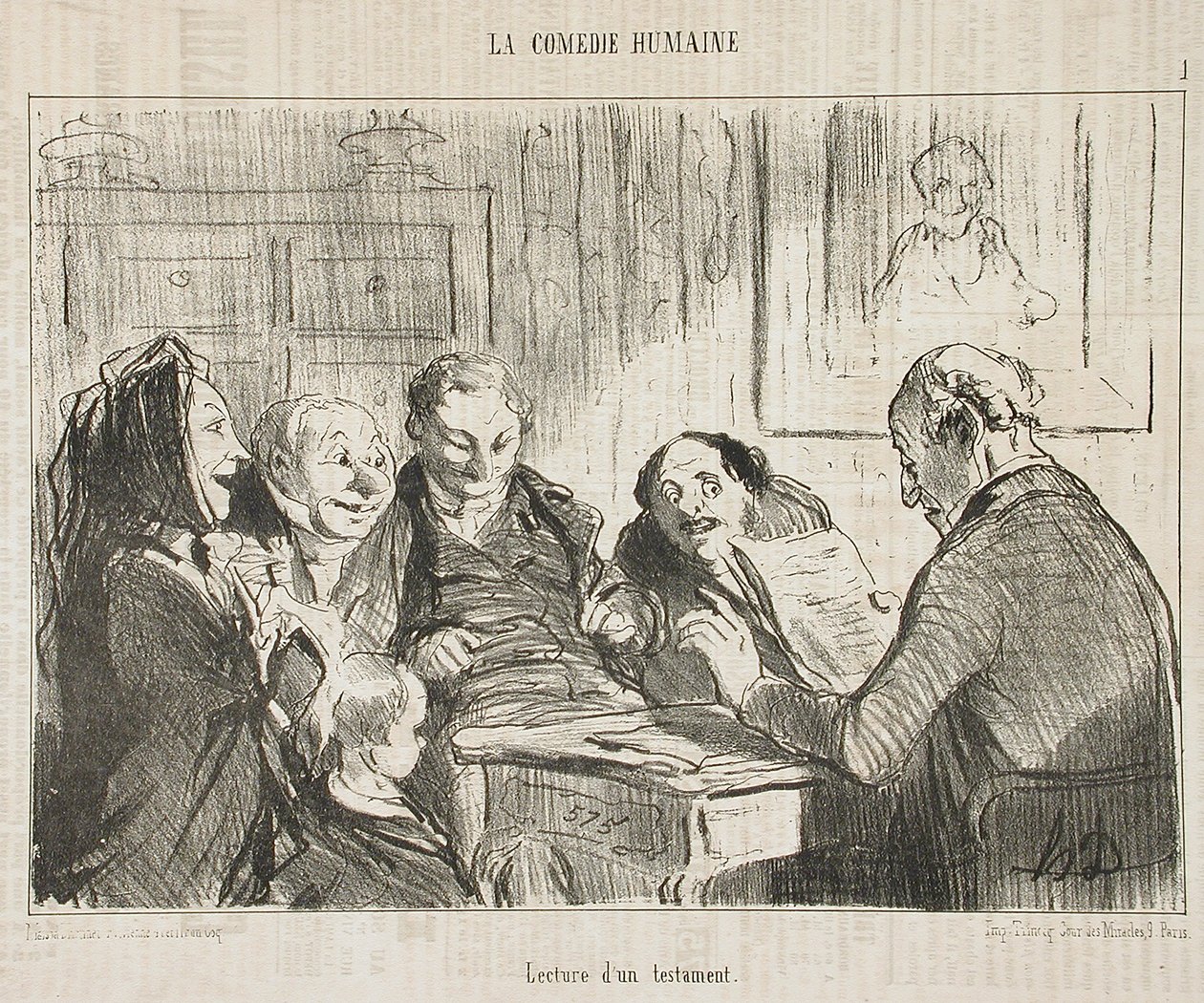 Opplesning av et testamente av Honoré Daumier