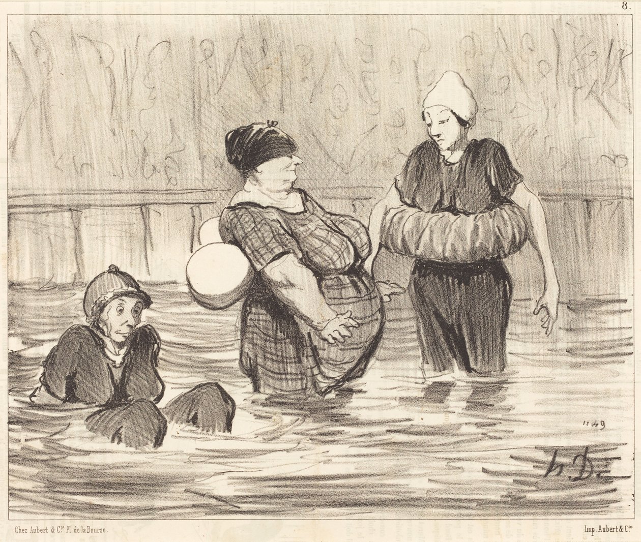 De forsiktige badende kvinnene av Honoré Daumier