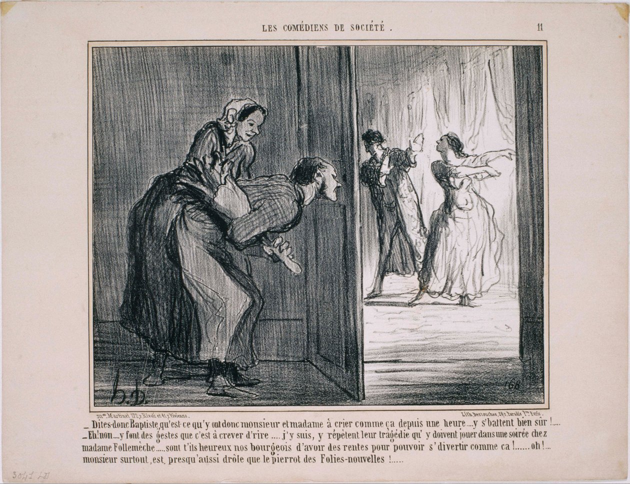 Amatørskuespillerne: Si meg, Baptiste, hva har de der... av Honoré Daumier