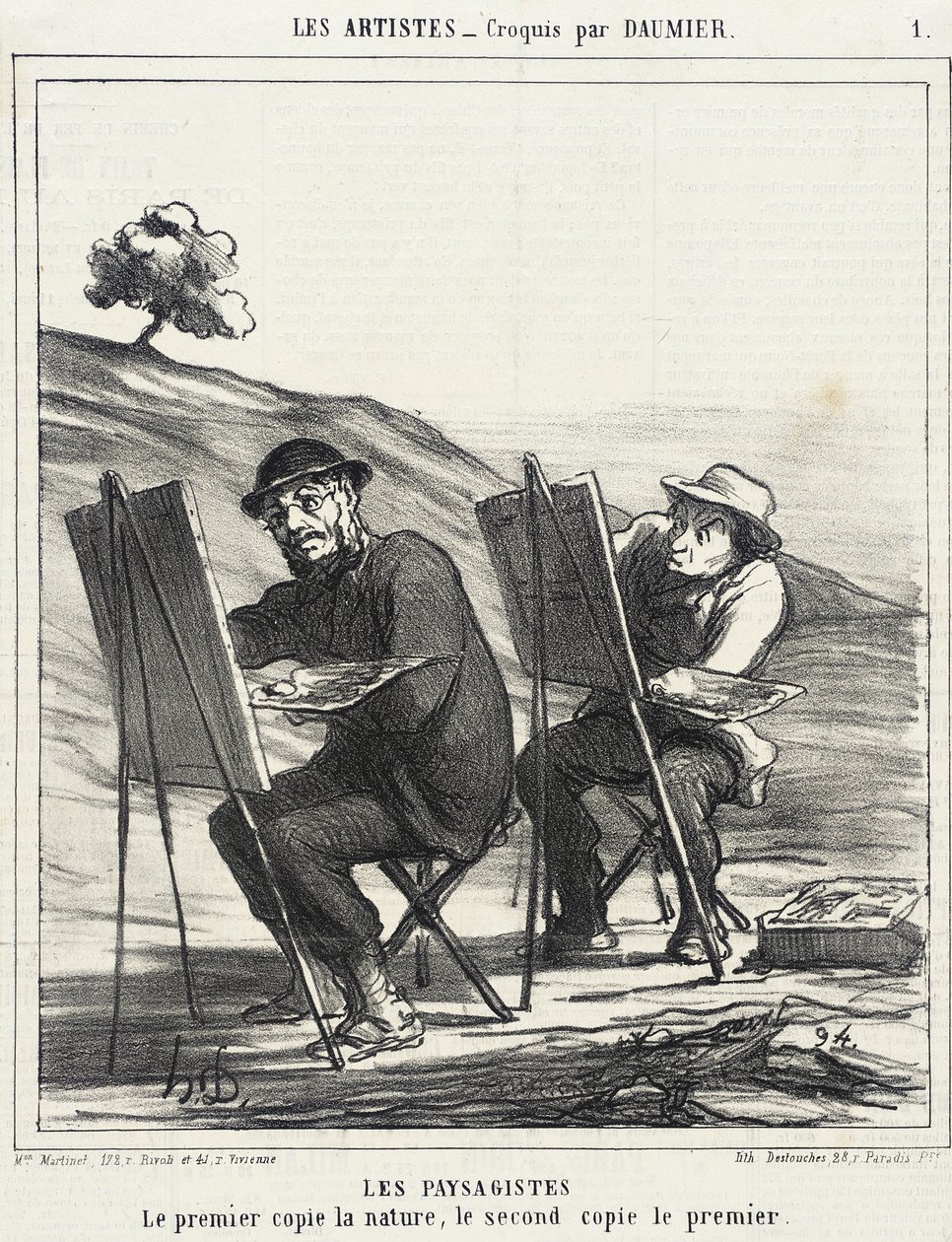 Landskapsmalerne. Den første kopierer naturen... av Honoré Daumier