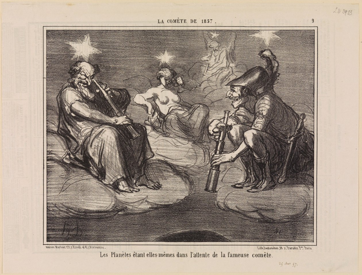 Planetene selv venter på den berømte kometen (Kometen fra 1857, plansje 9) av Honoré Daumier
