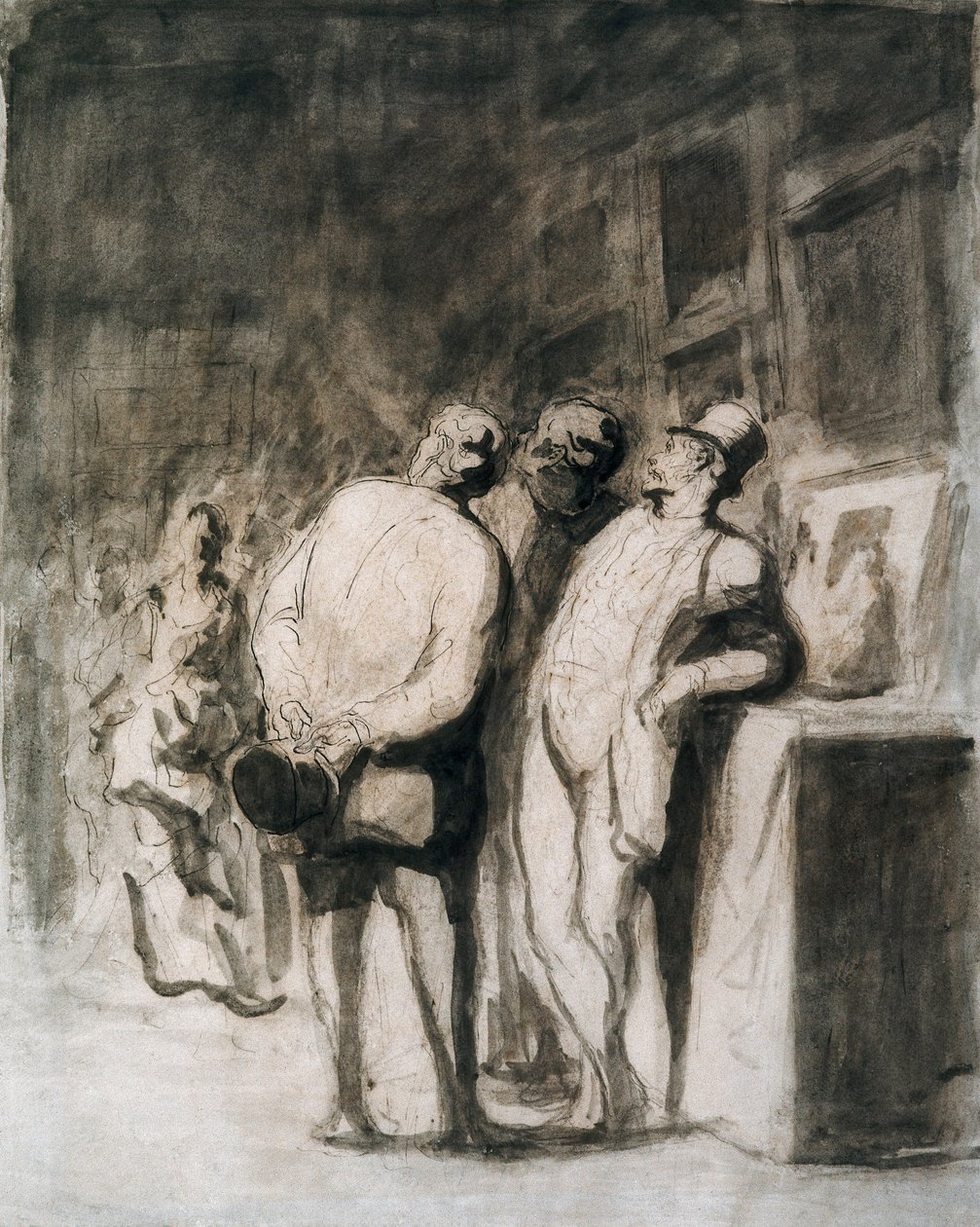 De tre kjennerne. Tegning av Honore Daumier (1808-1879), fransk kunst, realisme fra 1800-tallet. Art Institute of Chicago (USA). av Honoré Daumier