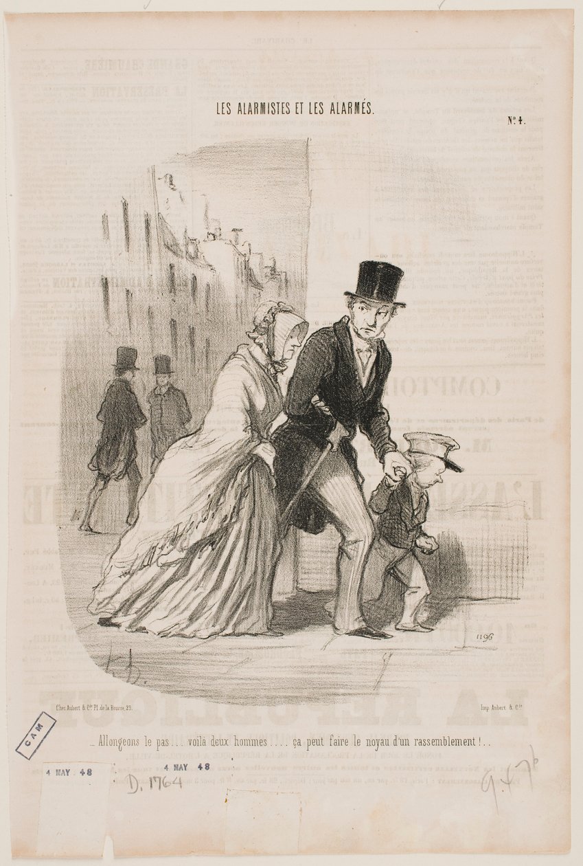La oss gå fort, det er to menn der borte... Dette kan være begynnelsen på en ny ulovlig forsamling. av Honoré Daumier