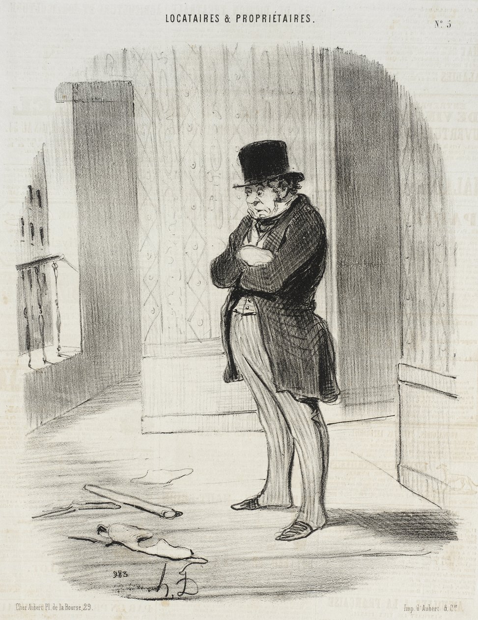 Leietakere og eiere, serie med trykk av Honoré Daumier