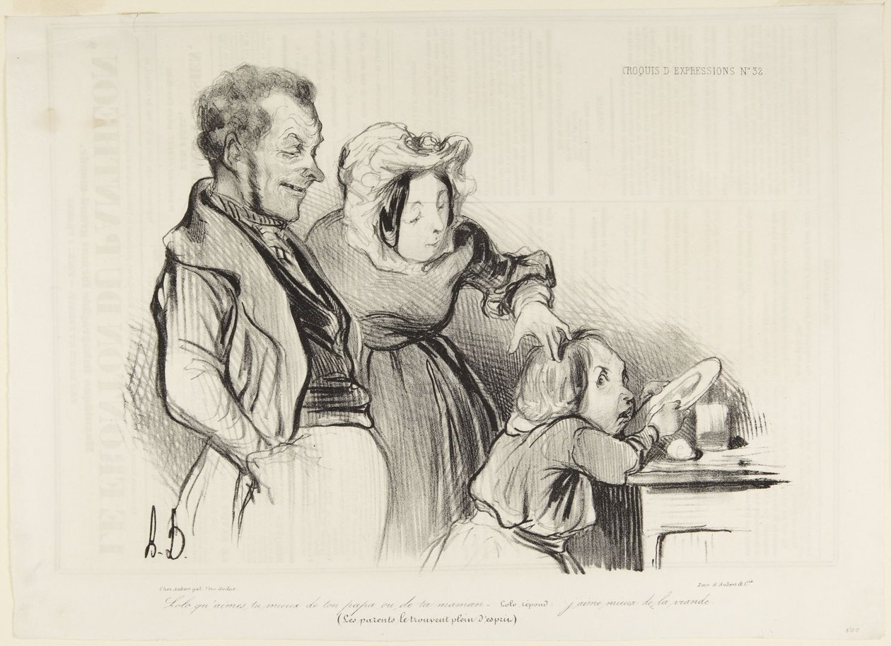 Lolo, hvem liker du best, pappa eller mamma ... av Honoré Daumier