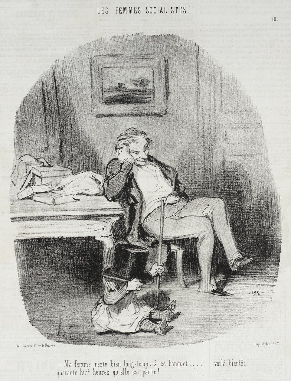 Min kone blir svært lenge ved denne banketten... av Honoré Daumier