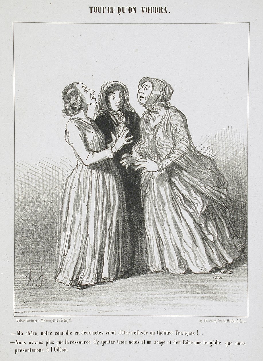 Min kjære, komedien vår i to akter er nettopp blitt avvist på Théâtre Français!... av Honoré Daumier