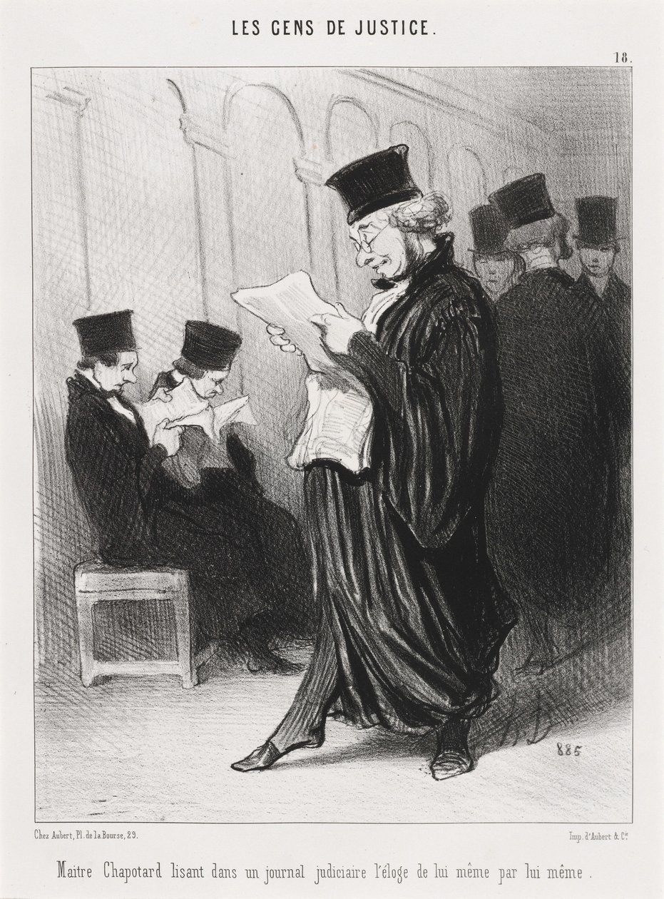 Mester Chapotard leser... lovprisningen av seg selv... av Honoré Daumier