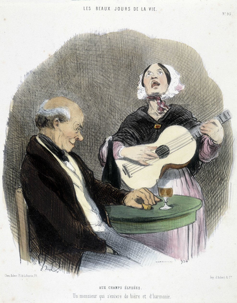 Mann som drikker i selskap med en sanger - i «Les Beaux Days de la vie»» av Honoré Daumier av Honoré Daumier