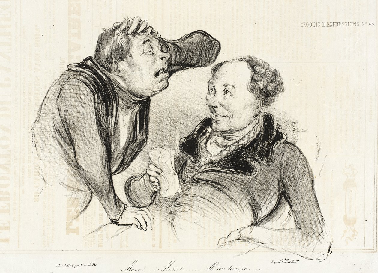 Marie!... Marie!... hun bedrar meg av Honoré Daumier
