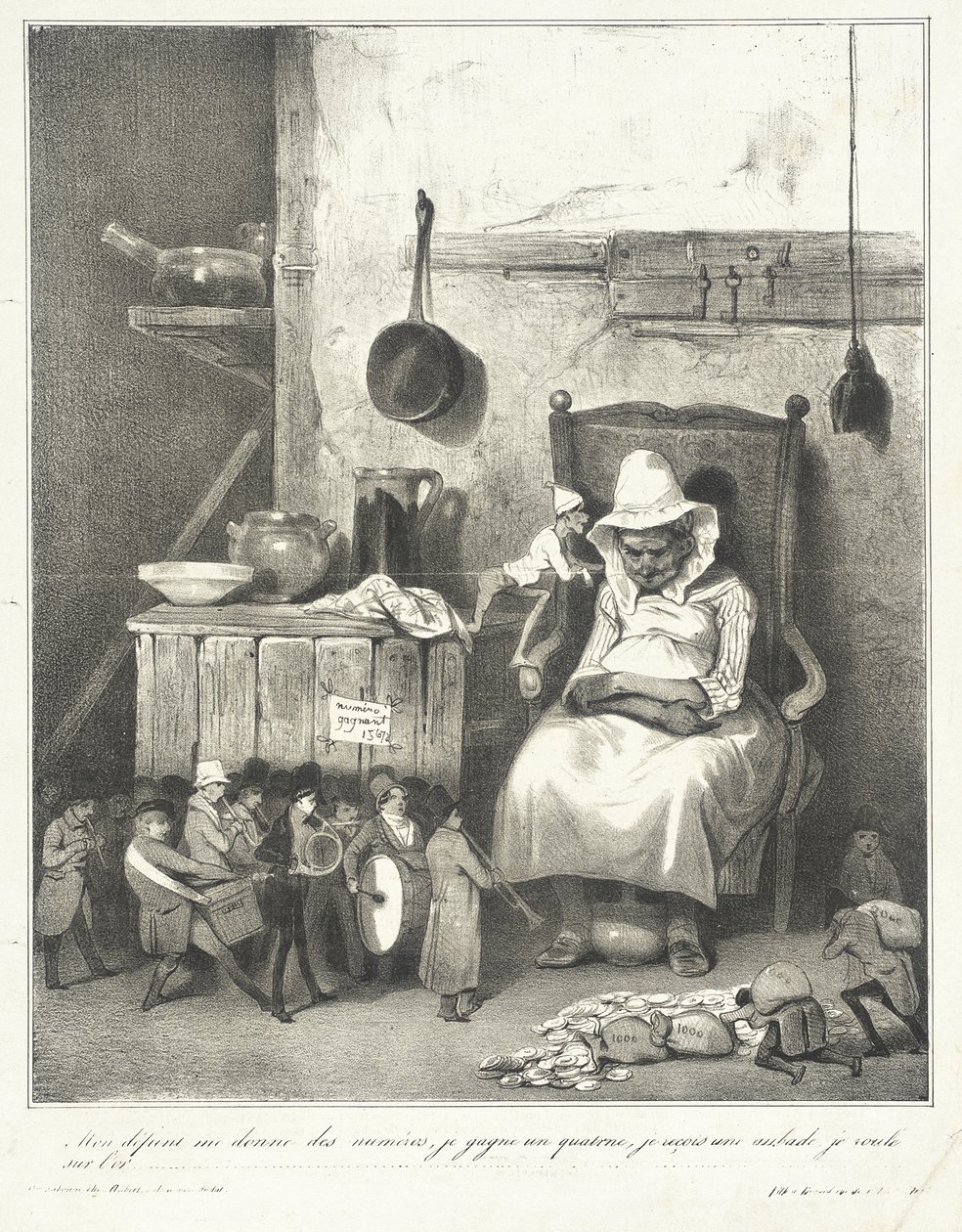 Min avdøde gir meg numre... av Honoré Daumier