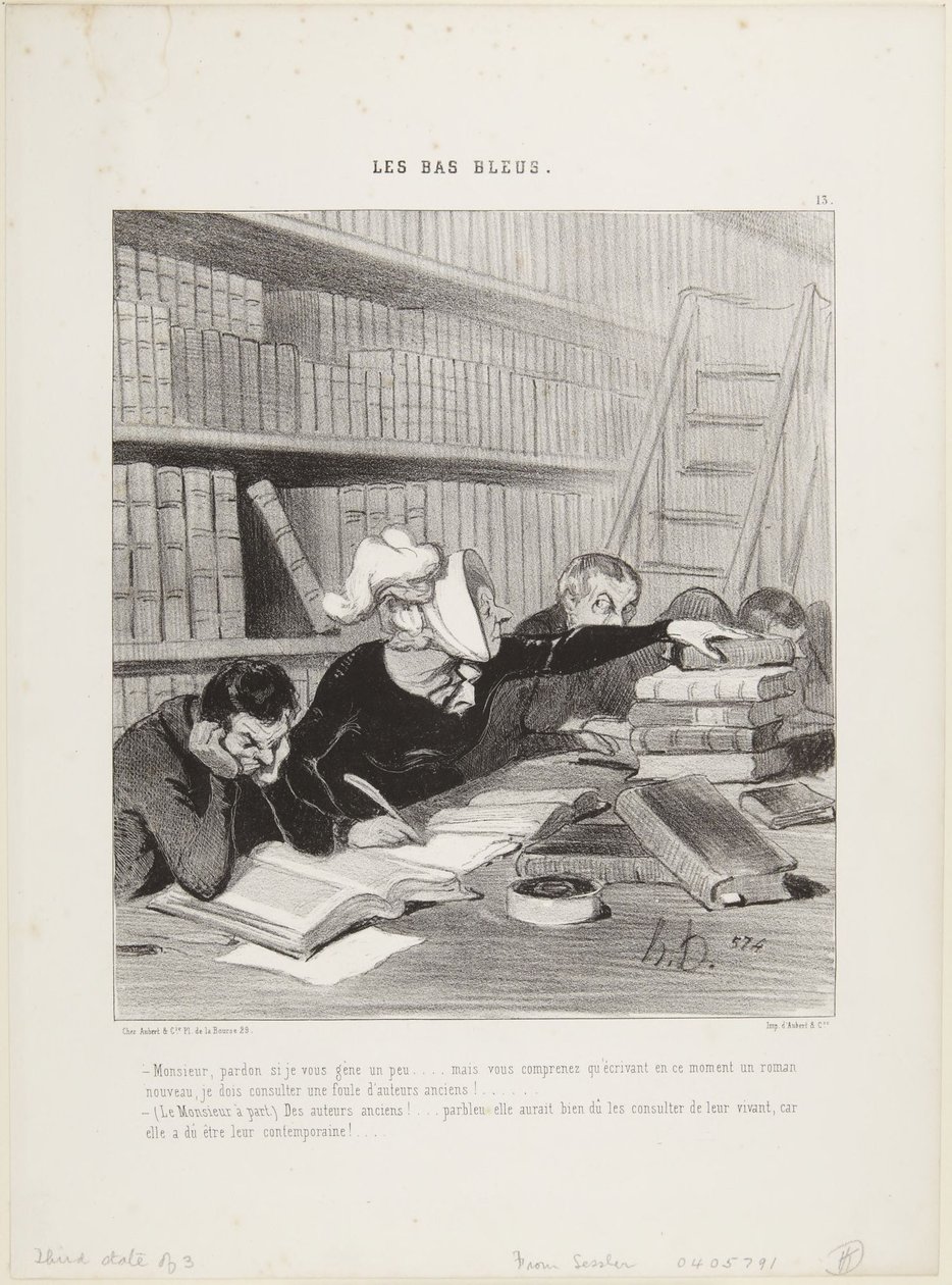 Herre, unnskyld hvis jeg forstyrrer Dem litt ..., nummer 13 fra De blåstrømpede av Honoré Daumier