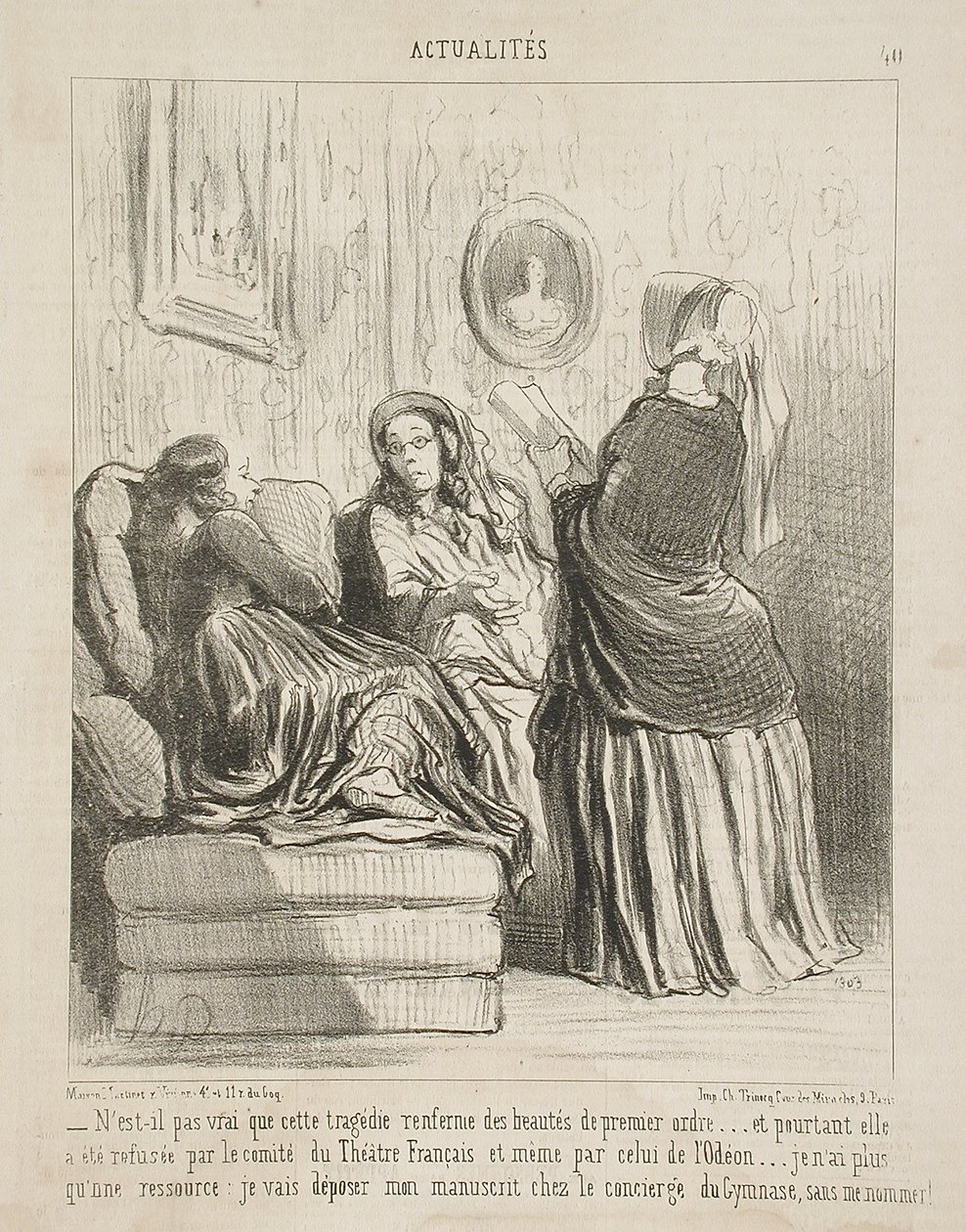Er det ikke sant at denne tragedien rommer skjønnheter...? av Honoré Daumier
