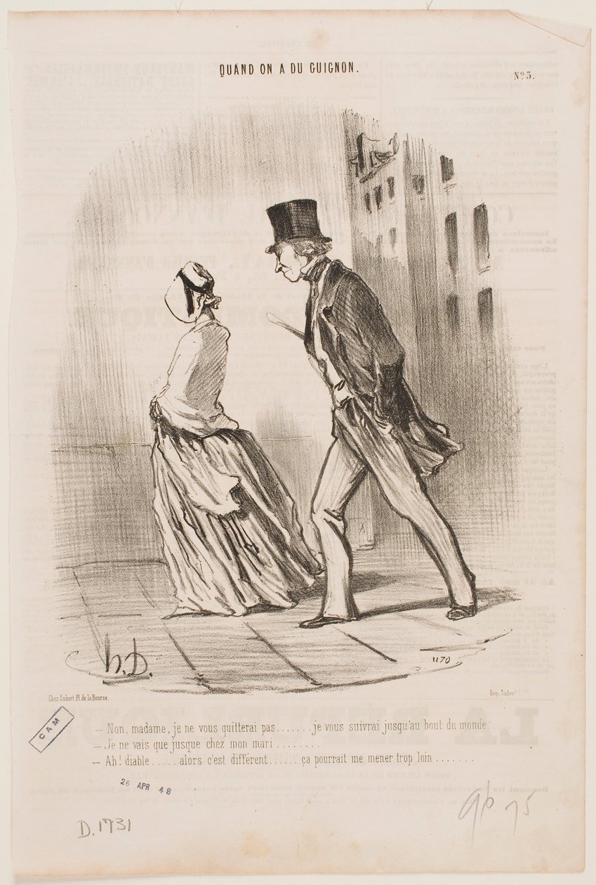 Nei, madame, jeg vil ikke forlate Dem... Jeg vil følge Dem til verdens ende... av Honoré Daumier