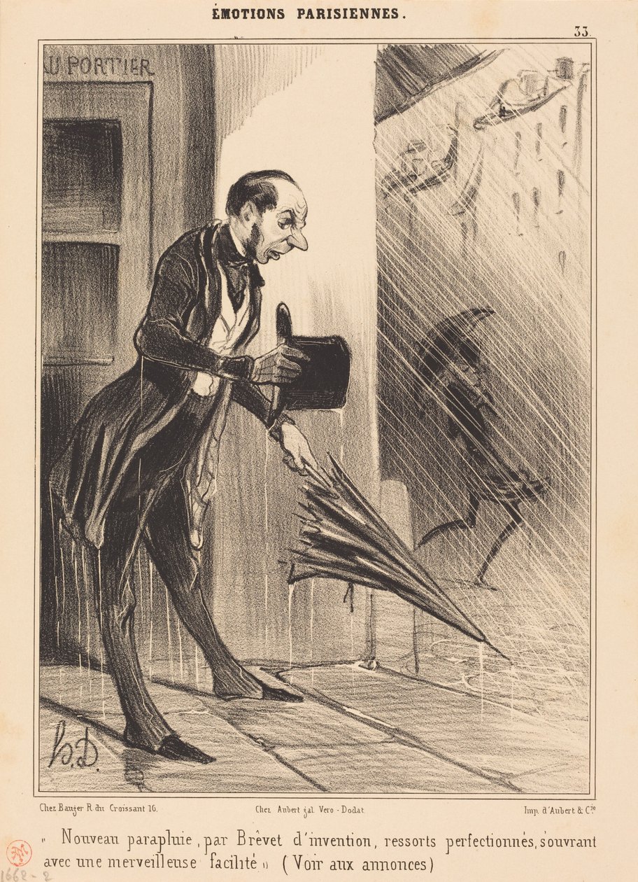 Ny paraply, patentert... av Honoré Daumier