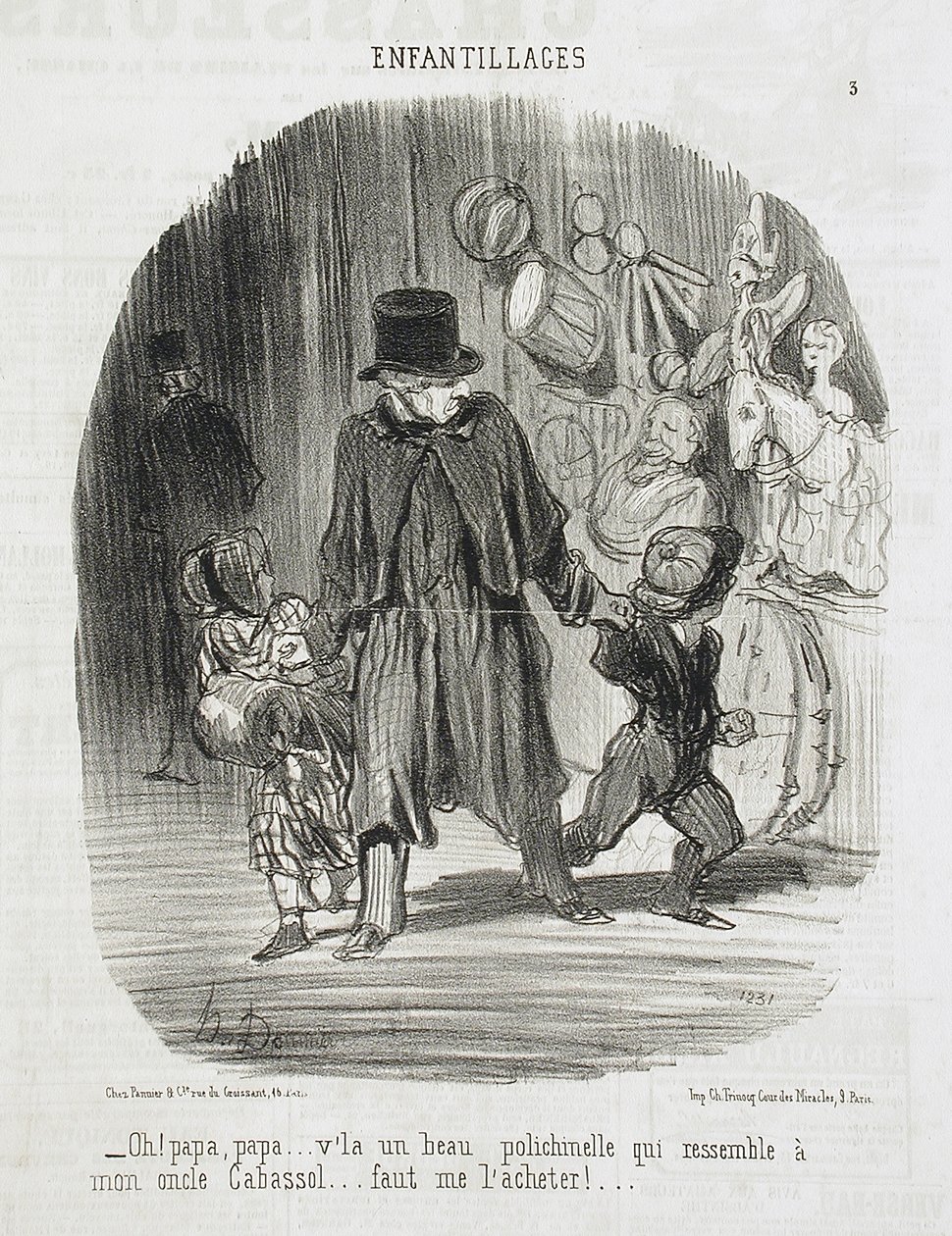 Å! Pappa, pappa... der er en fin Polichinelle... av Honoré Daumier
