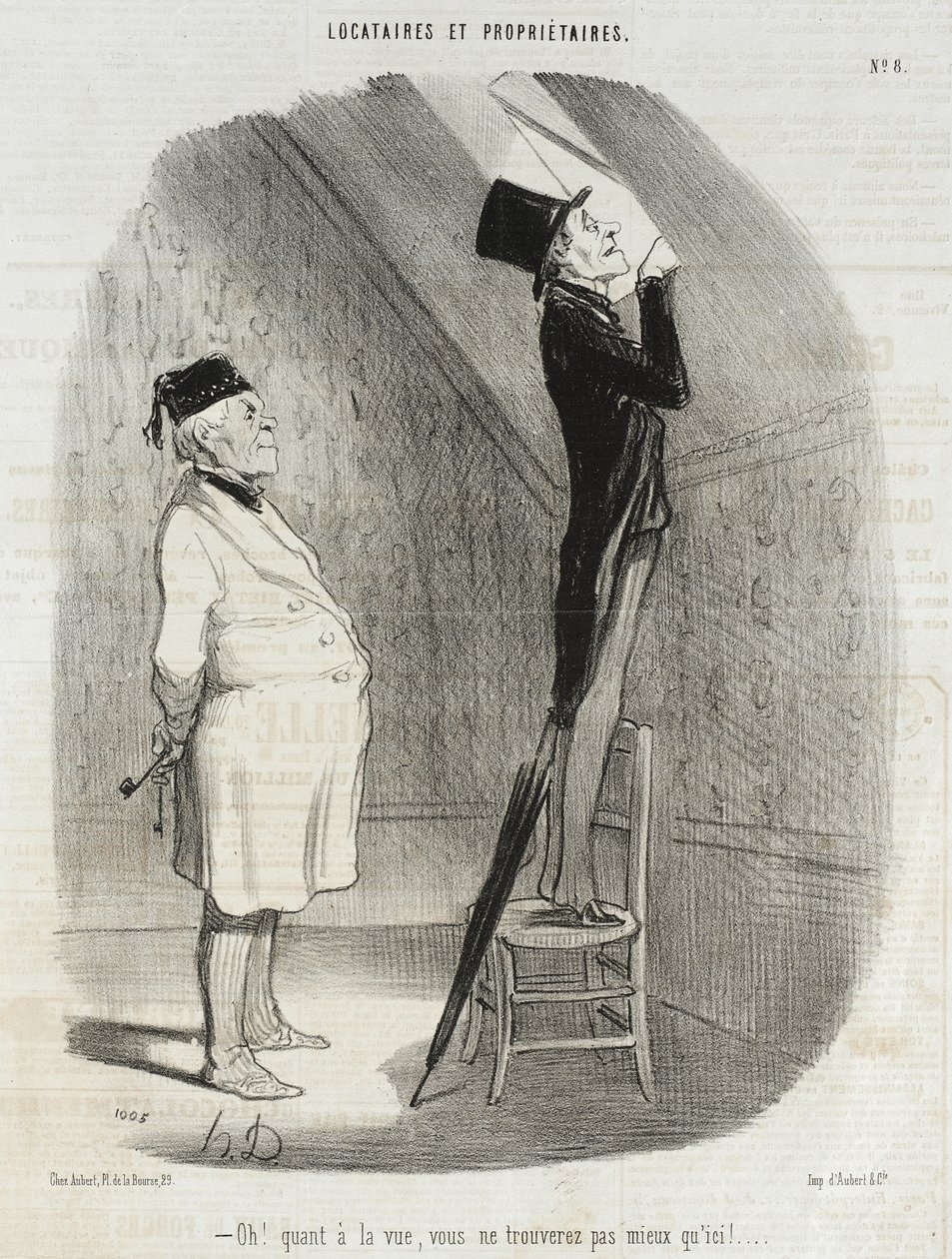 Åh! Når det gjelder utsikten, finner De ikke noe bedre enn her! av Honoré Daumier