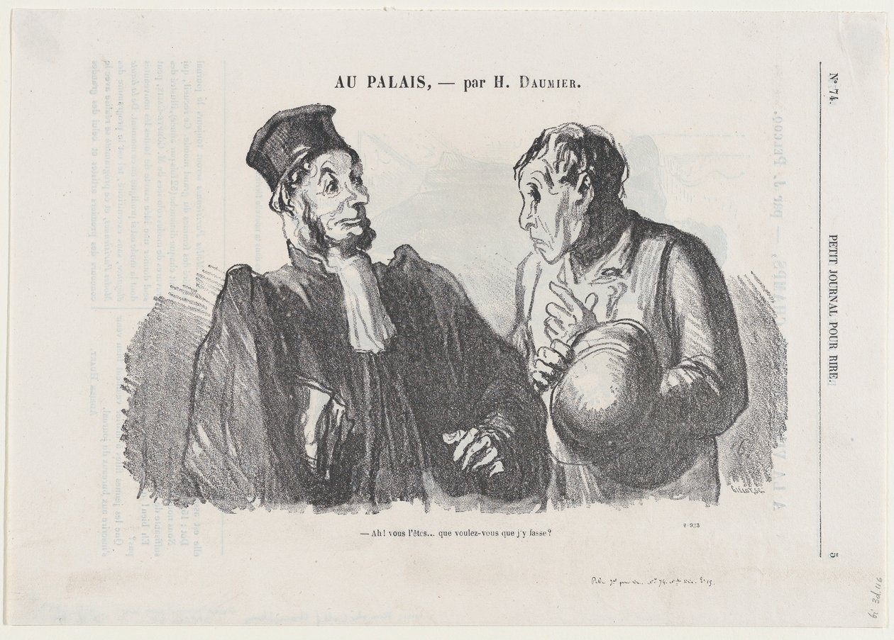 Å, De er... (skyldig), og hva vil De at jeg skal gjøre med det?, fra «I retten», publisert i Le Petit Journal pour Rire, 3. mars 1866 av Honoré Daumier