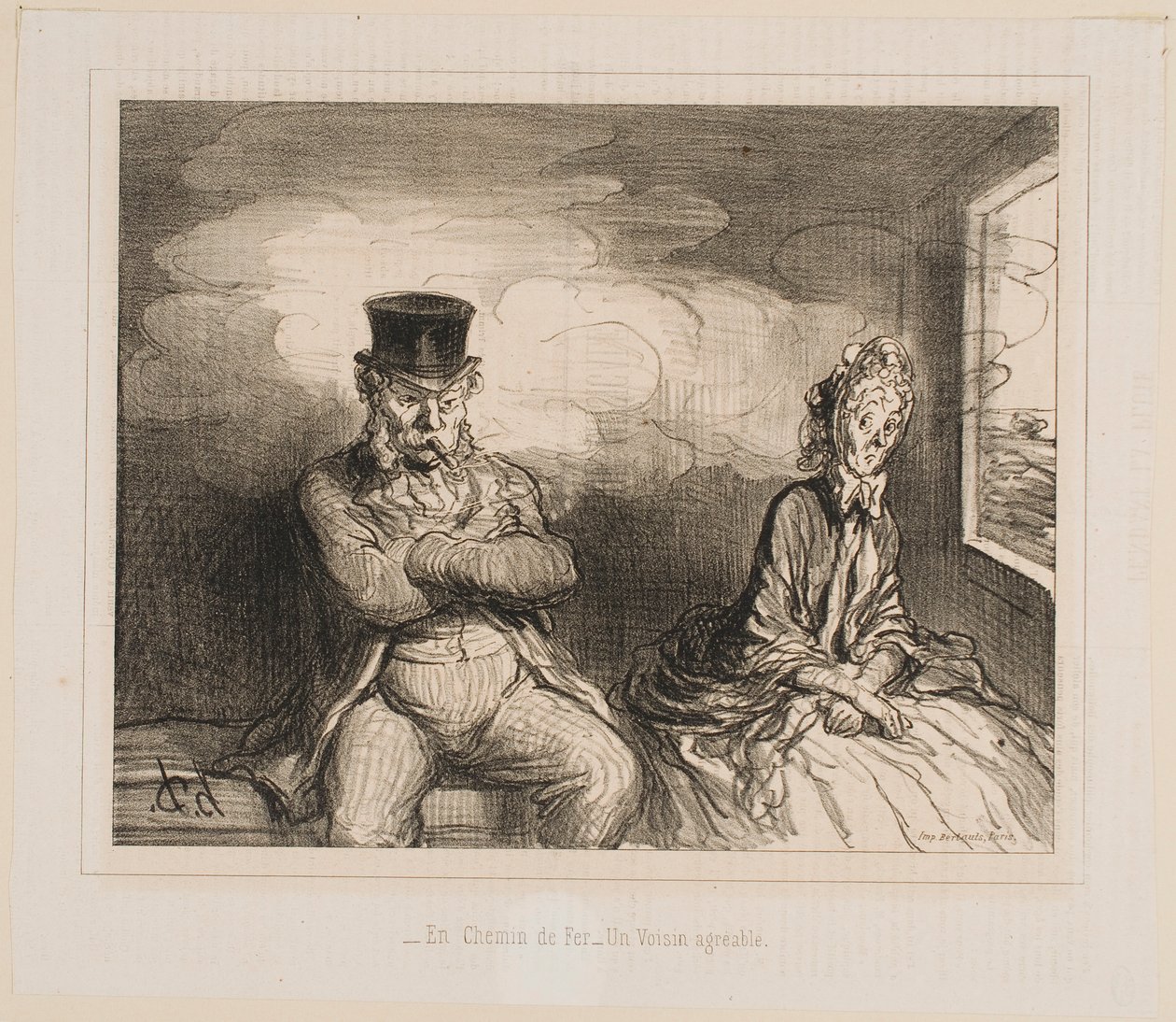 På toget... En hyggelig ledsager av Honoré Daumier