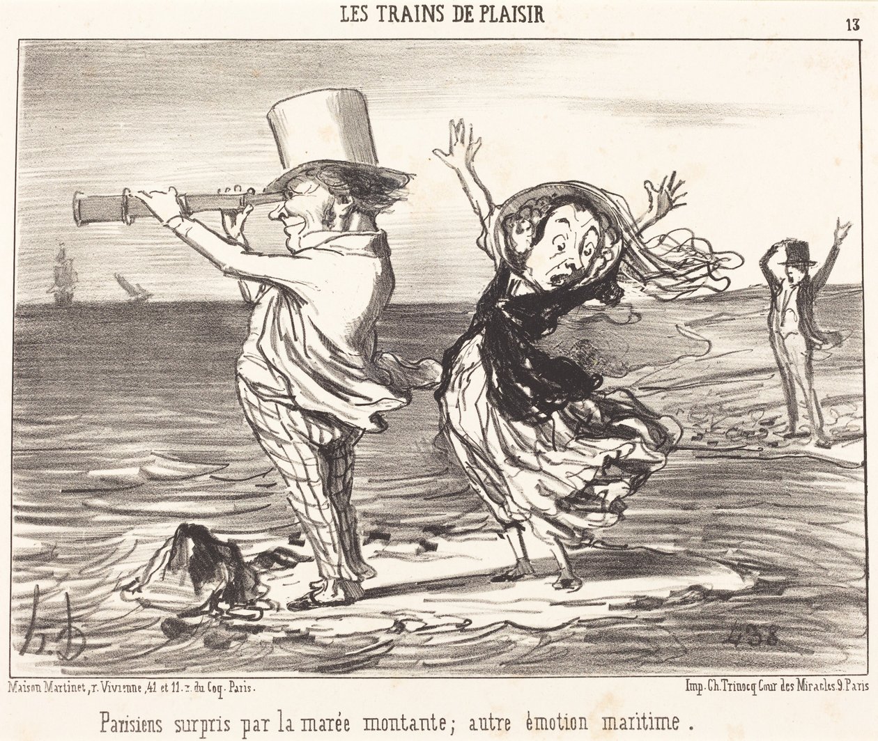 Parisere overrasket av tidevannet... av Honoré Daumier
