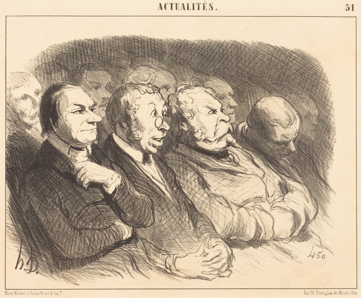 Tilskuernes fysiognomier ved Porte Saint-Martin... av Honoré Daumier