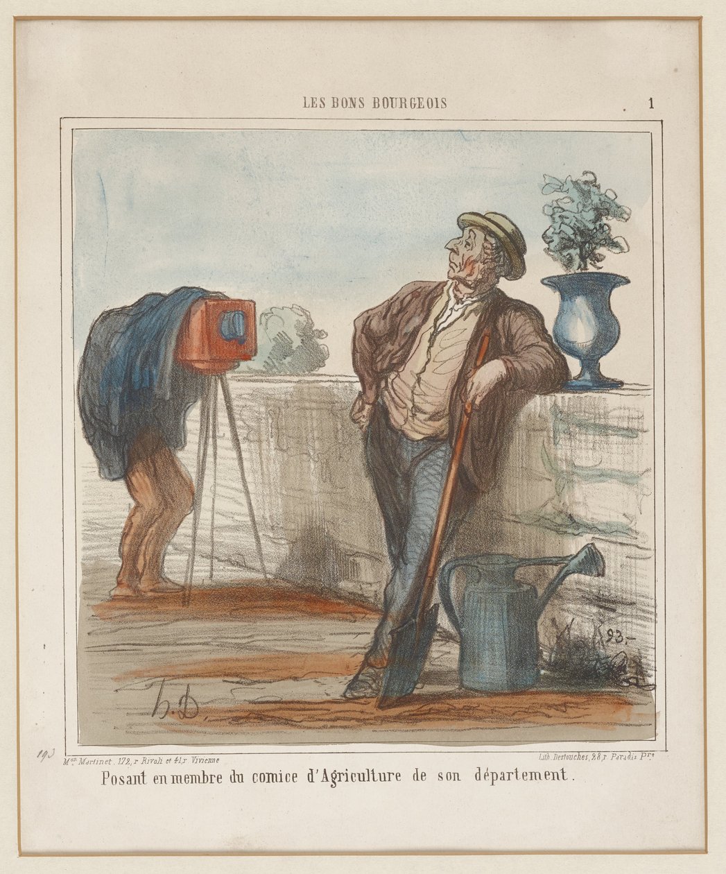 Poserer som medlem av landbrukskomiteen i sitt departement. (De gode borgerne nr. 1), fra Charivari av Honoré Daumier
