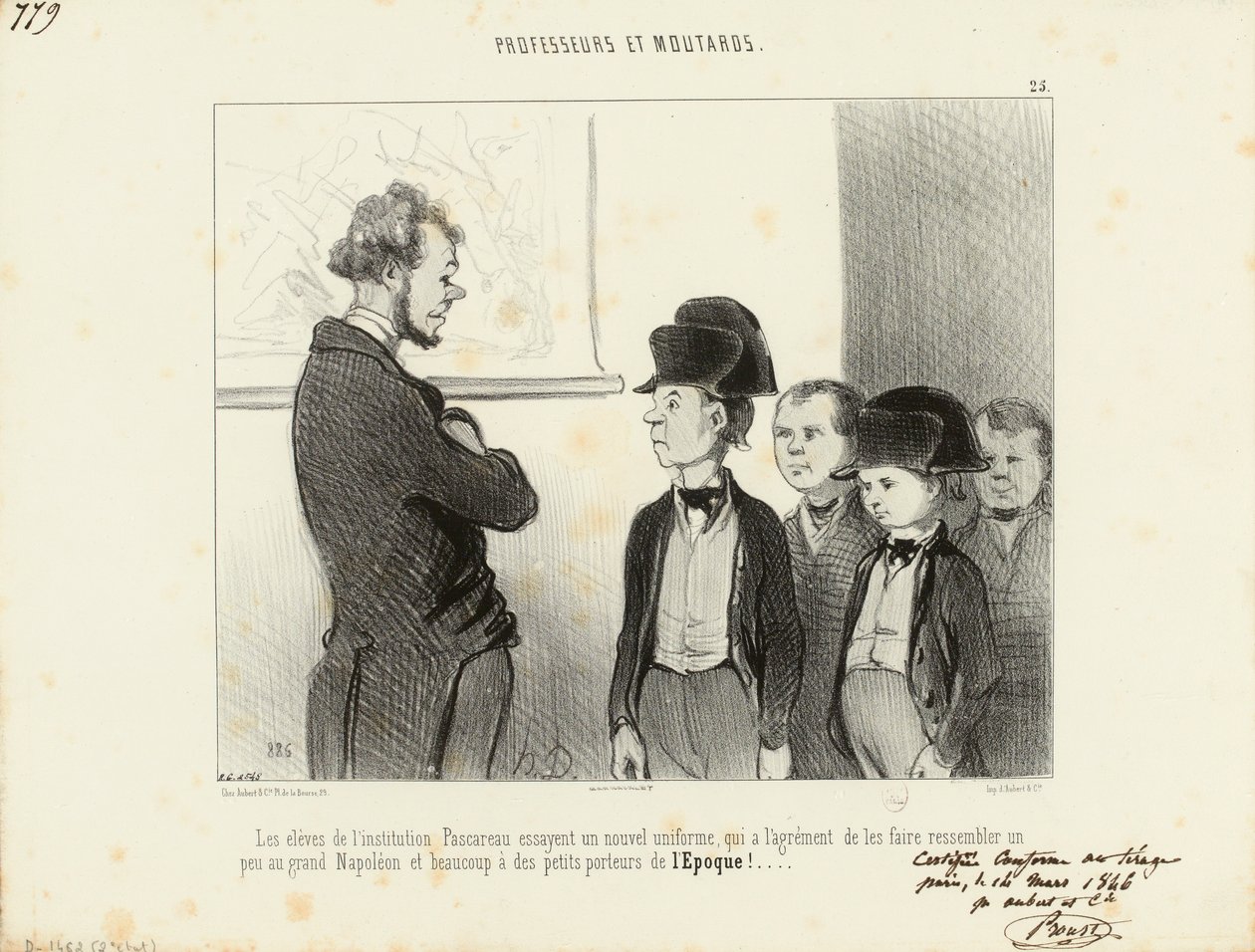 Lærere og unger. Elevene ved Pascareau-institusjonen prøver en ny uniform... 25. av Honoré Daumier