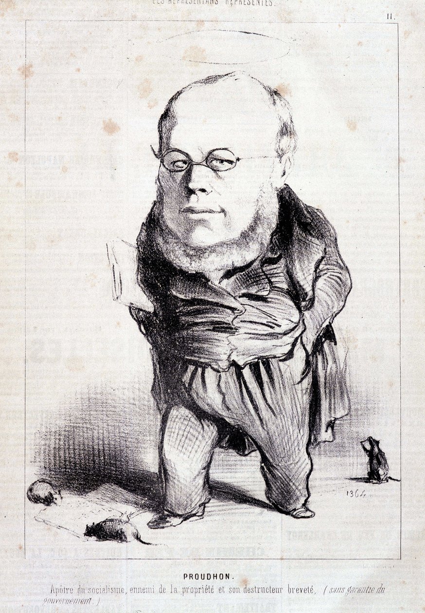 Proudhon, "" apostel for sosialismen, fiende av eiendom og dens patenterte ødelegger"" - av Daumier, i "" Charivari"" av 06/01/1849 av Honoré Daumier
