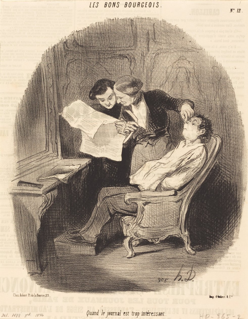 Når avisen er for interessant av Honoré Daumier