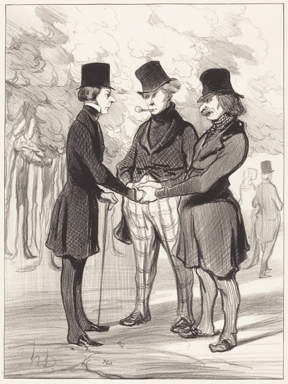 For et lykkelig møte!... Det er... av Honoré Daumier
