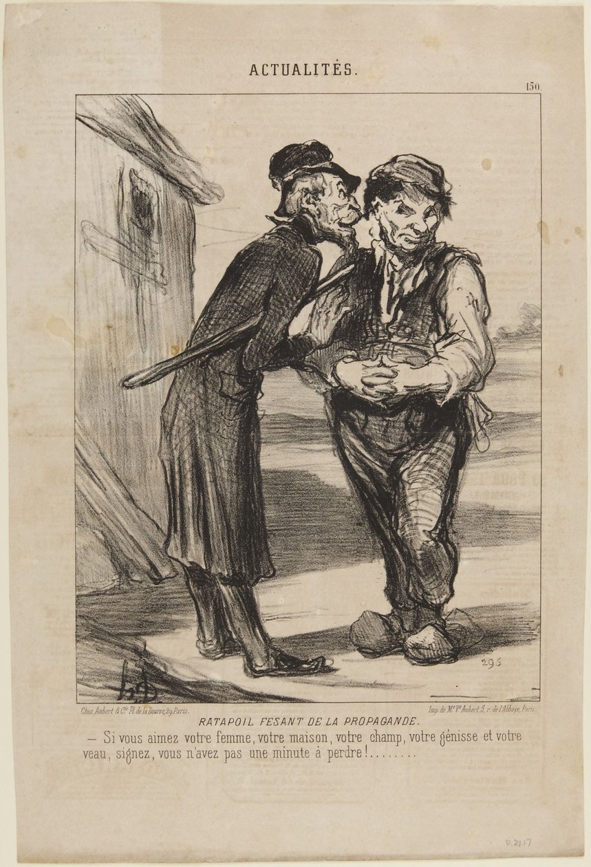 Ratapoil, propagandaens fasan, nummer 150 fra serien Actualités fra Le Charivari av Honoré Daumier