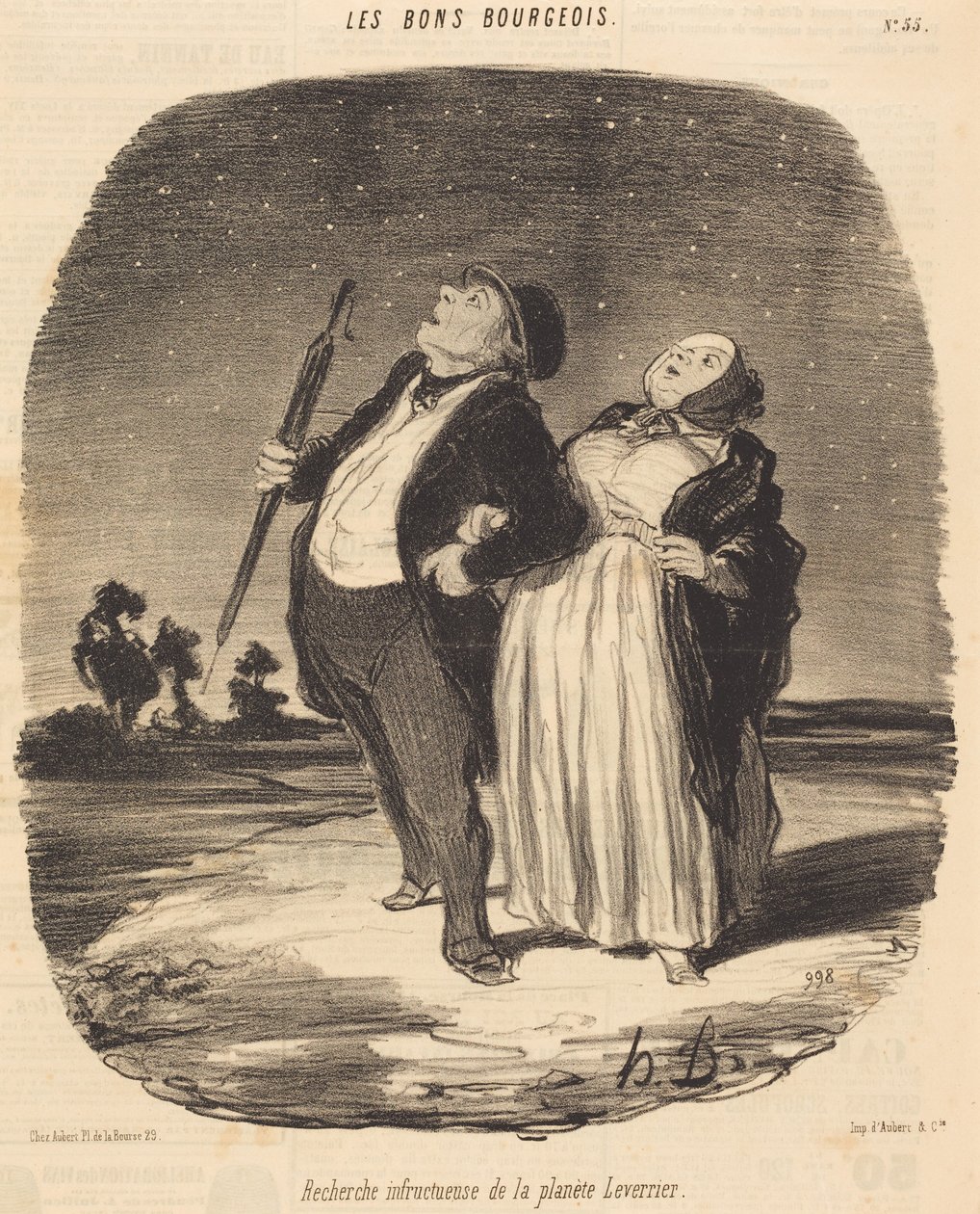 Mislykket søk etter planeten Leverrier av Honoré Daumier