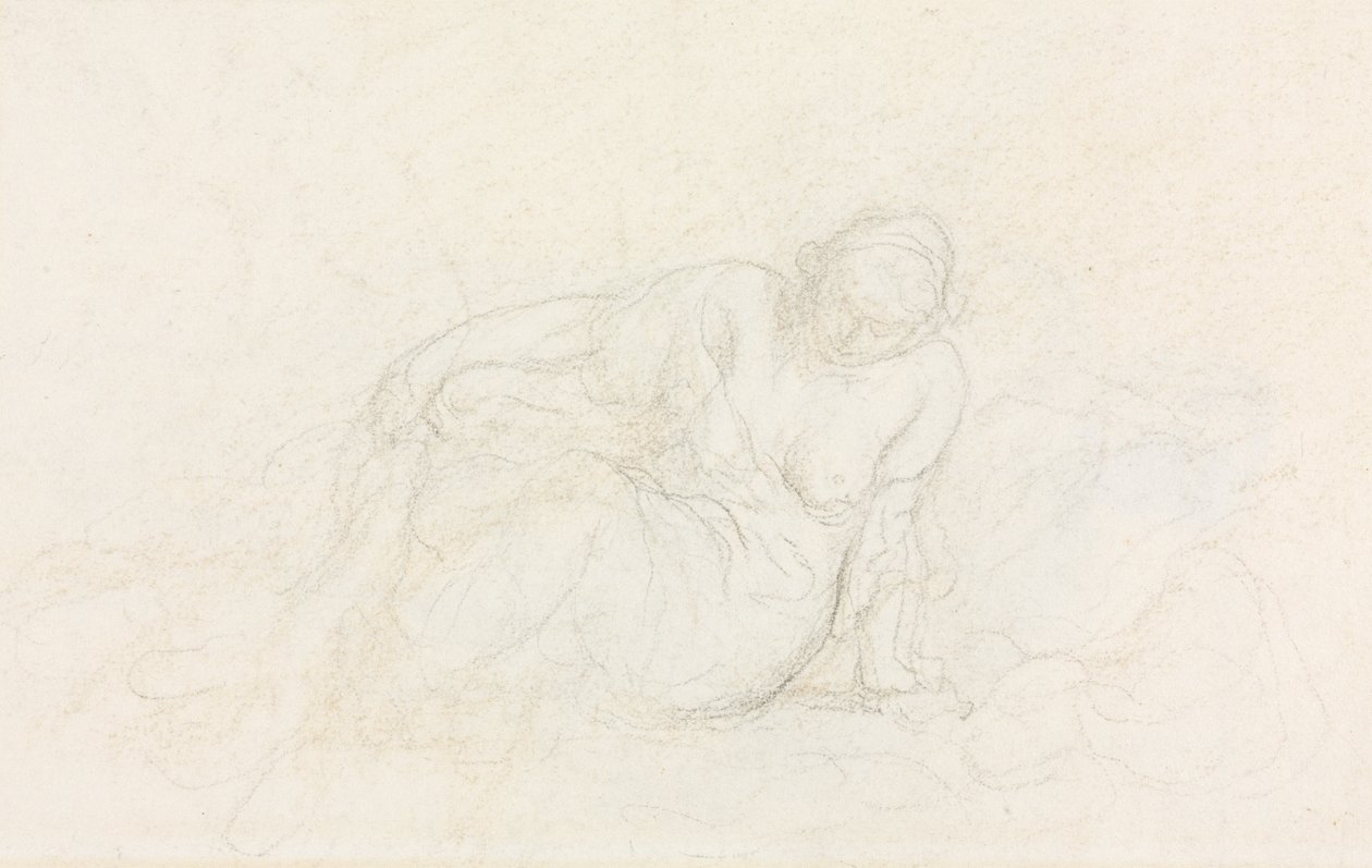 Tilbakelent kvinne lener seg på armen (verso) av Honoré Daumier