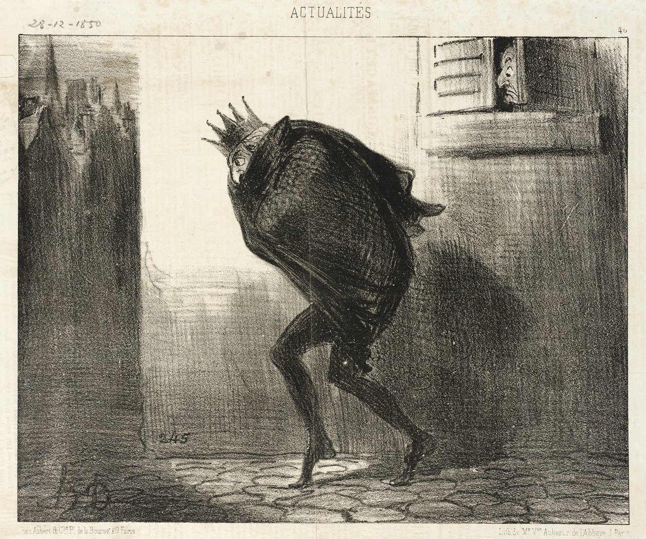Kurfürsten av Hessens nattlige tilbakekomst til sin gode by Kassel... av Honoré Daumier